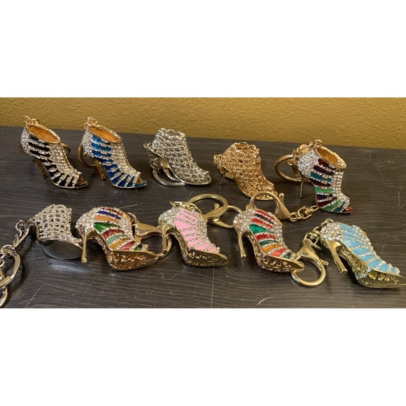Bag Charm High Heel Bling Fashion Keychain Lot Of 10 Princess Diva Party Favors - Picture 3 of 12